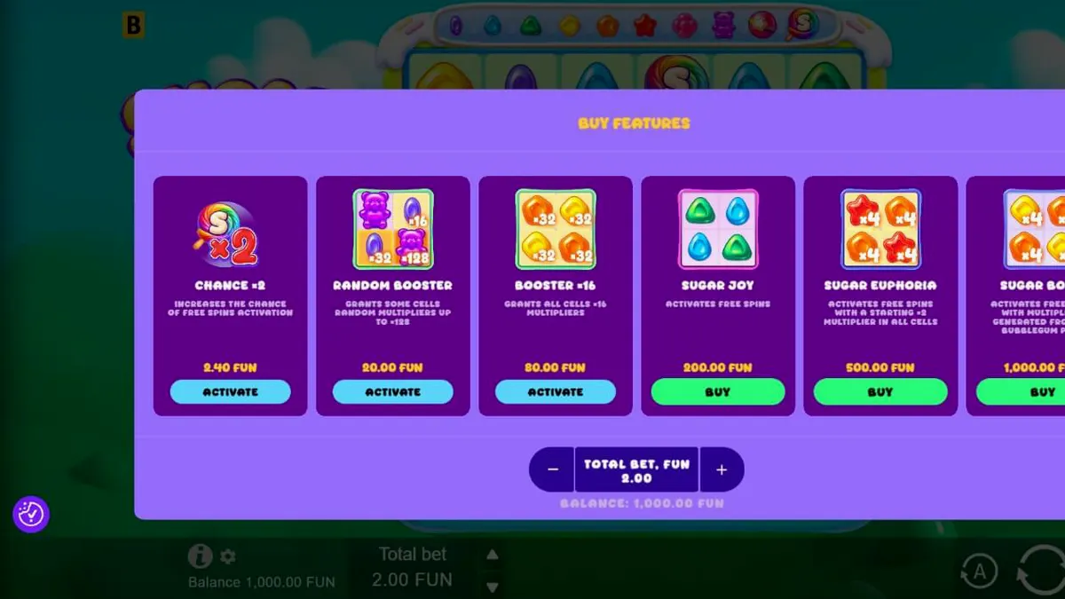 Tampilan visual ceria slot Sugar Merge Up dengan simbol permen warna-warni