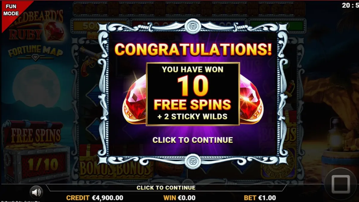 Pemandangan gulungan slot Redbeard’s Ruby dengan simbol bajak laut dan permata yang bersinar